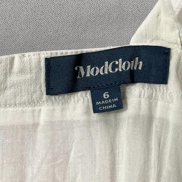 Modcloth White Mini Dress size 6 Get Ready to Ruffle Lined Square Neckline LWD - Picture 2 of 12